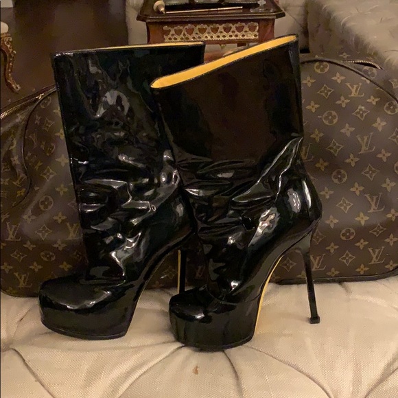 ysl patent leather boots